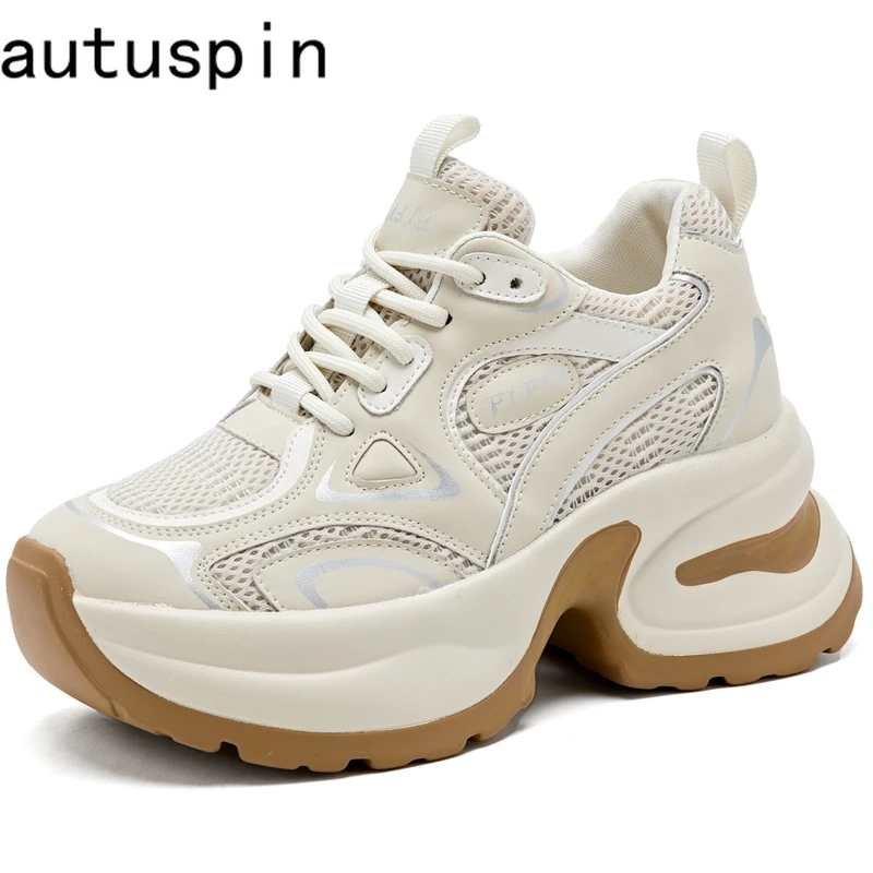 

AUTUSPIN Winter New Sports Sneakers Fashion Silver Colors Ladies Internal Height Increase Shoes Autumn Woman Thick Sole Sneaker