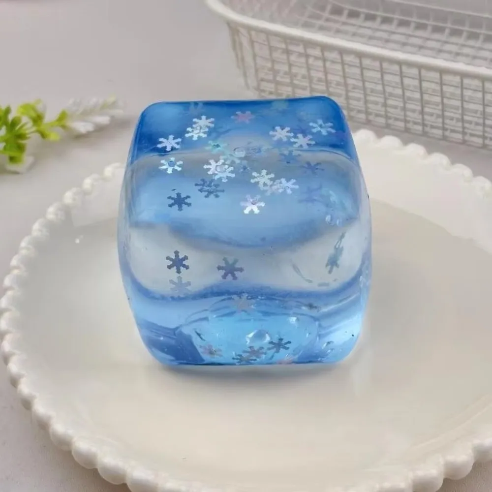 Cube Squeeze Slow Rising Ice Cube Squishy Transparent Soft TPR Ice Cube Fidget Square Colorful Sensory Fidget Adults Use