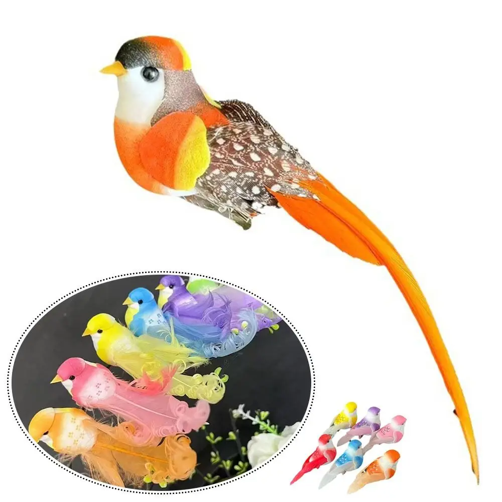 Colorful Simulation Birds Photography Props with Clip Decorative Fake Bird Home Decor Artificial Foam Feathers Birds