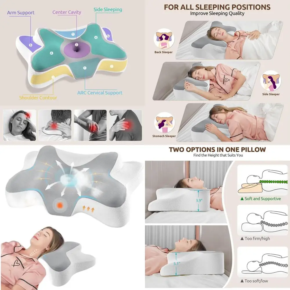 

Ортопедическая подушка из пены с эффектом памяти для снятия боли, контурная подушка без запаха с охлаждающим чехлом, эргономичная для сна на боку, спине и животе