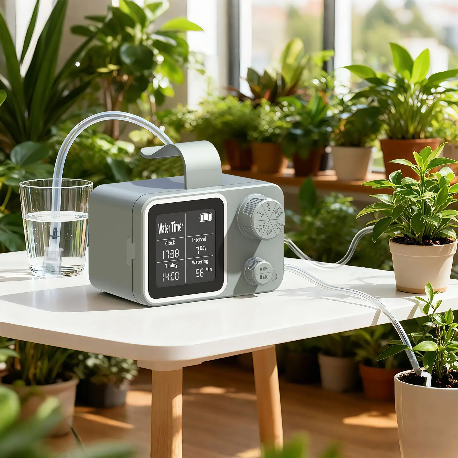 Knob LCD watering machine Intelligent automatic watering machine Potted plant timing drip watering device