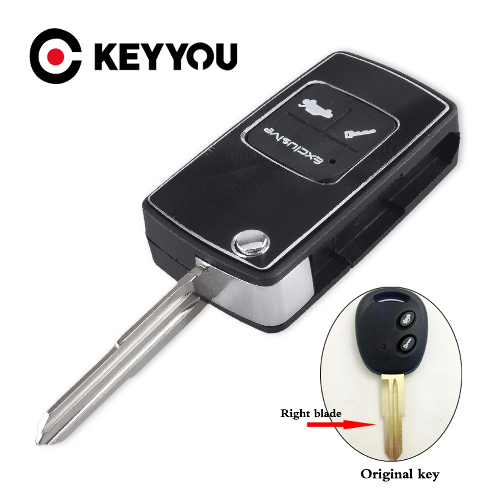 

KEYYOU 10X Remote Key Case Keyless Fob For Chevrolet Lova Epica Spark Avoe 2 Buttons Modified Flip Key Shell Right Groove