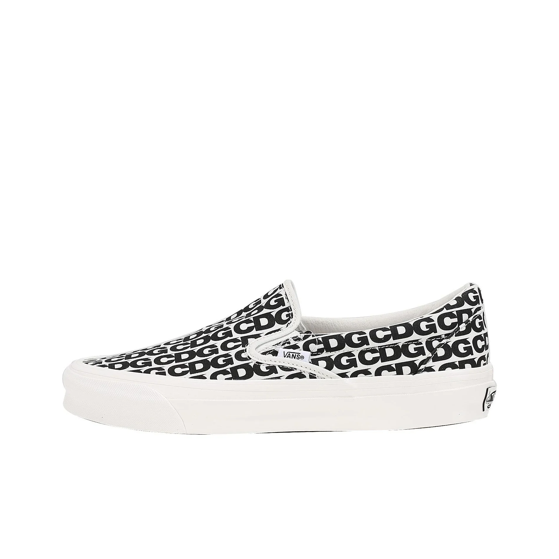 POIZON Slip-On Comme des Garçons x Slip-On Og Classic Vans 'CDG Print - Branco de Branco'