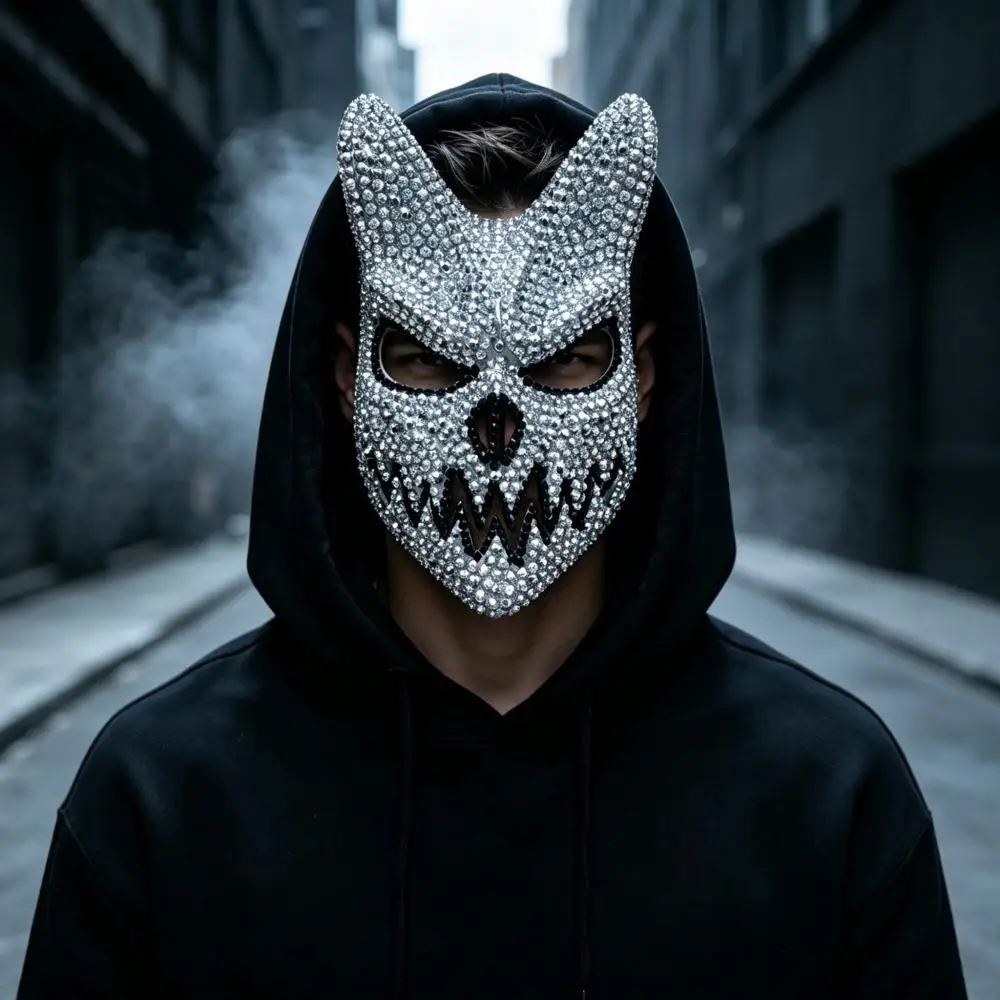 Sparkling Rhinestone Slaughter To Prevail Alex Terrible Mask Masquerade Cosplay Halloween Party Costume Stage DJ Singer Mask