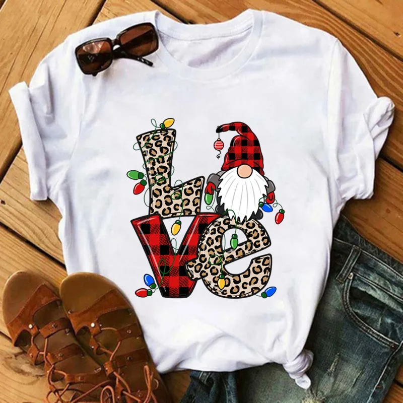 Christmas Gnome Deer Santa Cute Patches for Clothes Heat Transfer Thermal Stickers DIY Kids T shirt Iron on for Women Appliqued