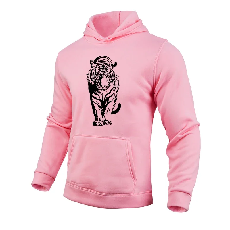 2025 New Arrival Tiger Print Hoodie for Men All Season Daily Casual Sports Hooded Sweatshirts Male Home Outdoor Comfort Pullover