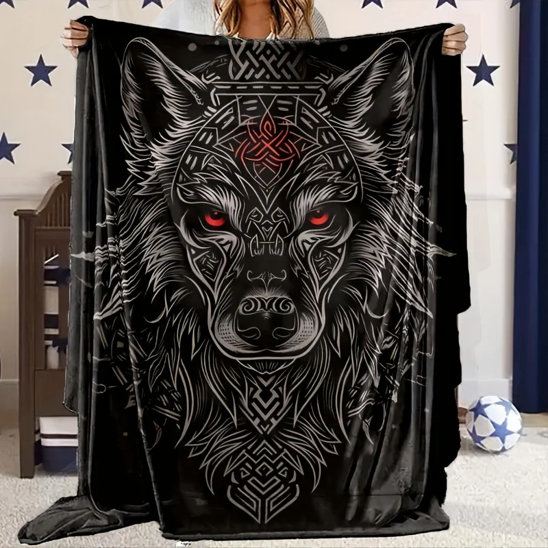 

Фланелевое одеяло в стиле викингов Wolf Art — мягкое всесезонное одеяло для сна, офисных стульев и детских одеял