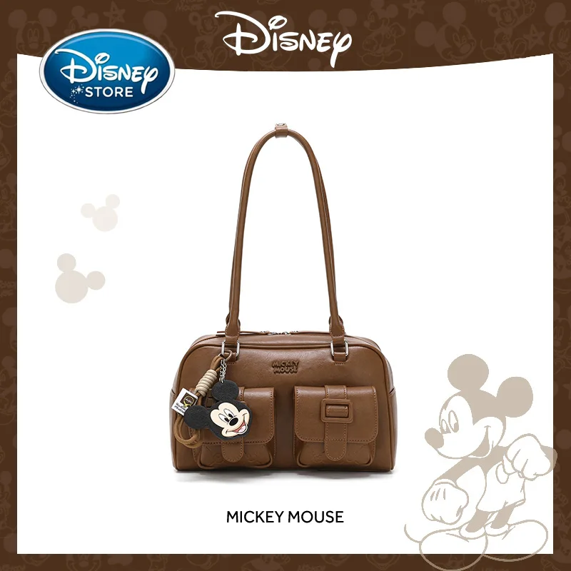 

Disney Mickey Mouse Retro Pillow Shoulder Bag For Women With Mickey Pendant Chunky Crossbody Handbag Side Purse Bowling Bag