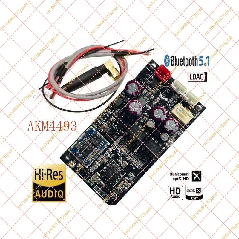 QCC5125 + AK4493 Bluetooth 5.1 DAC Board, Dual Op-Amp Wireless Receiver (LDAC/aptX, 24bit/96kHz)