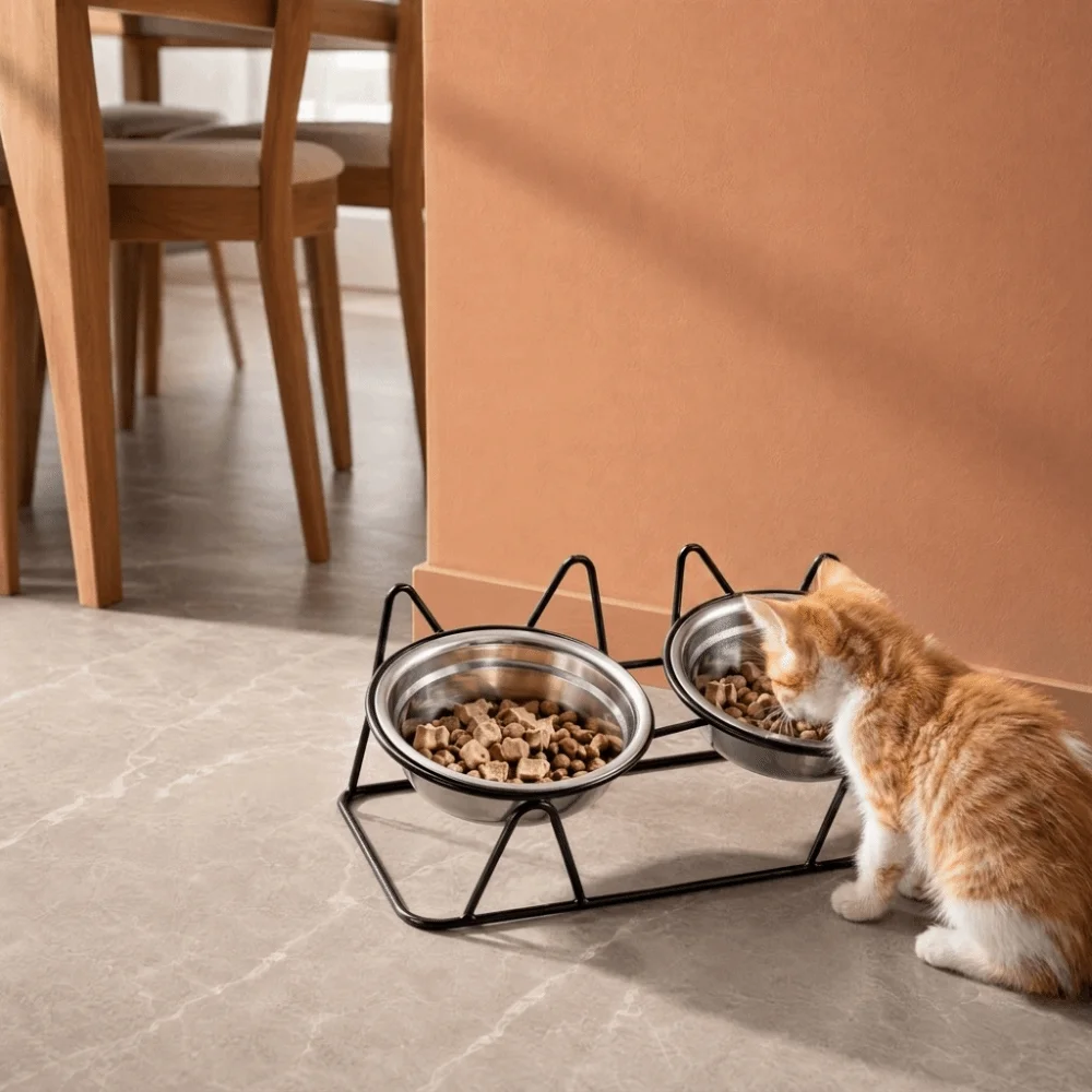 Fall-Resistant Raised Pet Feeding Bowls Thickened with Stand High Foot Dog Feeder Anti Overturning Neck Protection Bowl