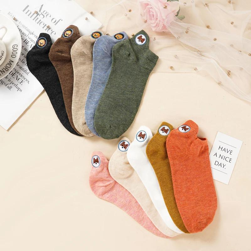 

FULSURPRIS женские носки-лодочки, милые короткие носки с изображением животных, креативные однотонные дышащие хлопковые носки до щиколотки, противоизносные носки на каблуке
