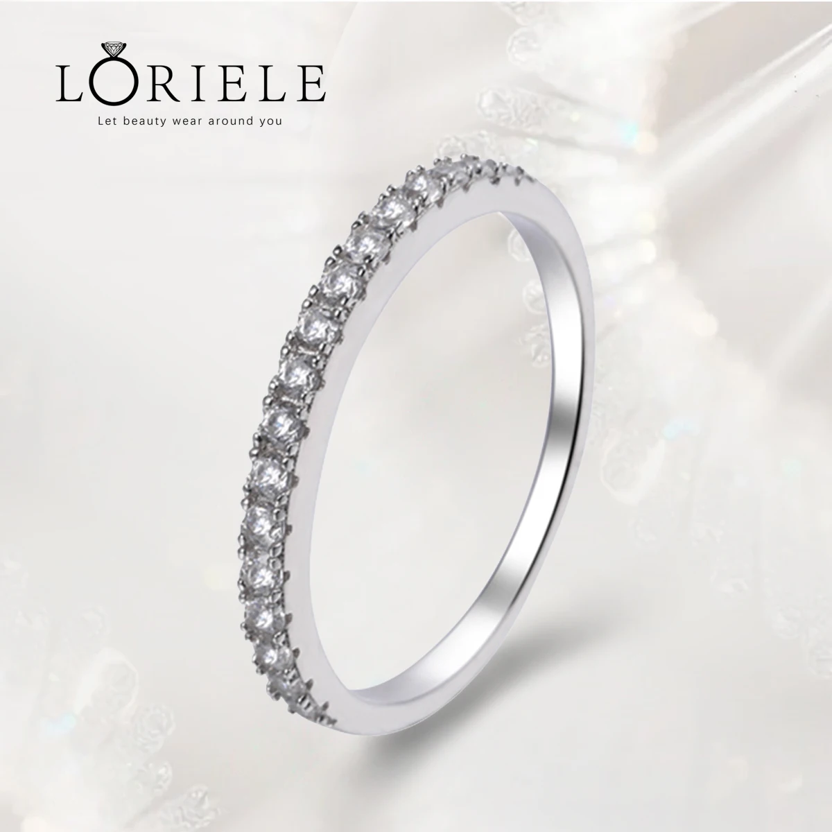 

LORIELE Moissanite Ring Matching Wedding Diamond Band for Women 925 Sterling Silver Female Crown Single Tail Ring