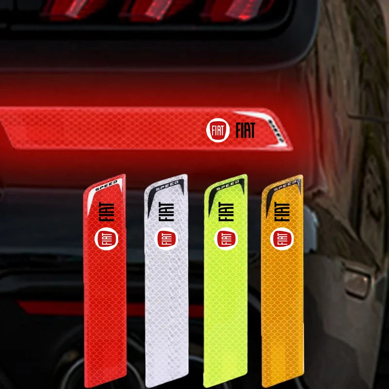 2Pcs Car Exterior Accessories for Fiat 500 Abarth Panda 500e Tipo Cronos Argo Ducato : Rear Bumper Reflective Warning Stickers
