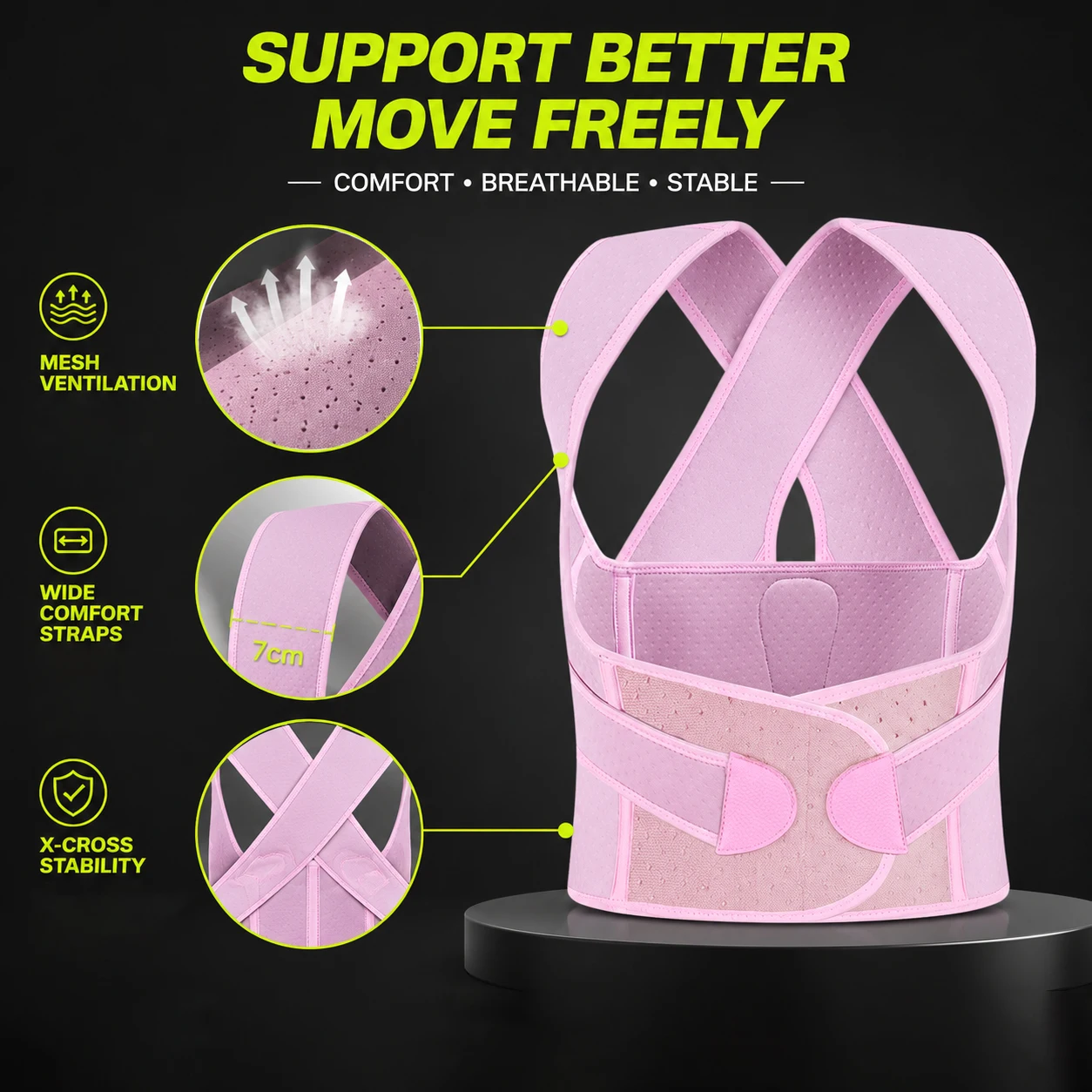 MuqiNush Mesh Breathable Posture Corrector Adjustable Back Support Brace Hunchback Correction Belt For Men Women Posture