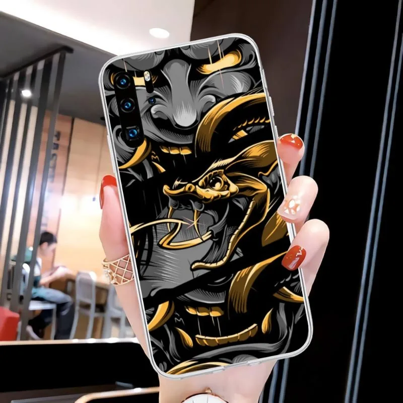 Ninja HANNYA Onimaru Phone Case for Huawei P50 P40 P30 Pro Mate 40 30 Pro Nova 8 8i Y7P Honor Clear Phone Cover Funda