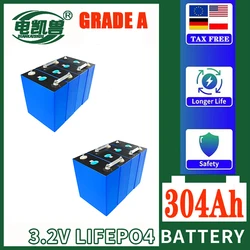 Duty free brand new A-grade 3.2V 304Ah LiFePO4 rechargeable battery suitable for DIY12V 24V electric vehicle RV solar system