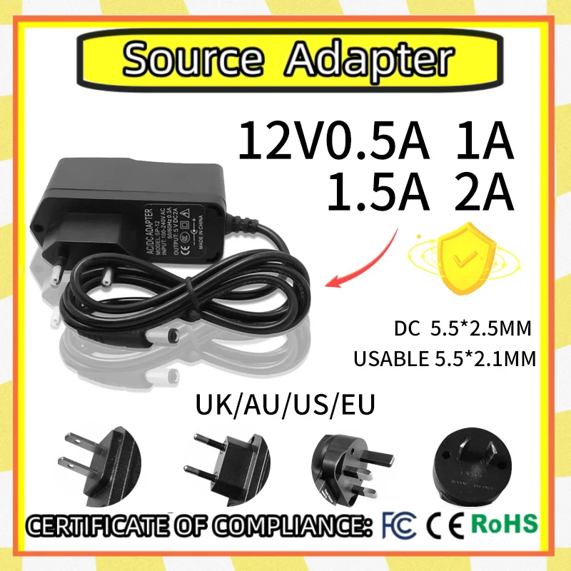 

1PCS AC110-240V DC12V0.5A 12V1A 12V1.5A 12V2A New electronic power adapter converter