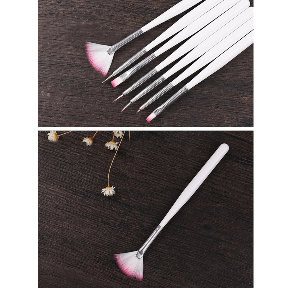 

7 Pcs Nail Art Paint Brush Set Detailing Tool for Manicure Design Flowers Patterns Home Professional Use