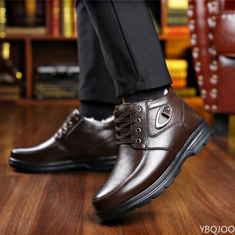 冬用暖かい厚手のメンズコットンシューズ、カジュアルで快適、滑り止め、耐摩耗性、メンズシューズ、ファッショナブルで多用途なショートブーツ