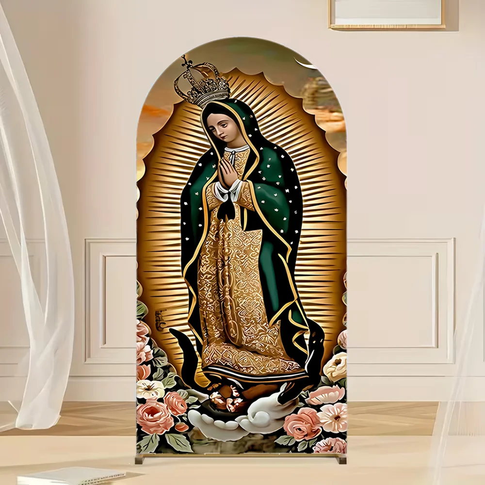 

Mother Mary Bless Baptism Arch Backdrop Cover Amen Angel Kids First Holy Communion Baby Shower Party Decor Photo Background