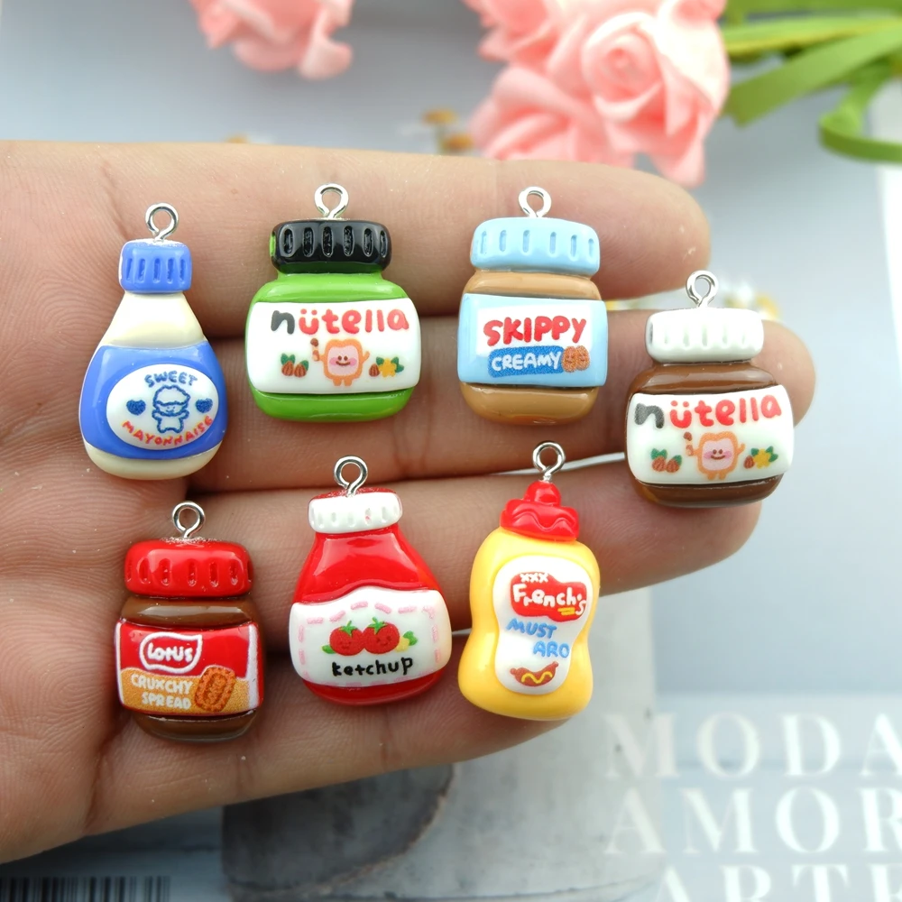 Cute Jam Ketchup Charms for Jewelry Making Diy Earring Bracelet Pendant Accessories Findings Phone Making Wholesale Bulk