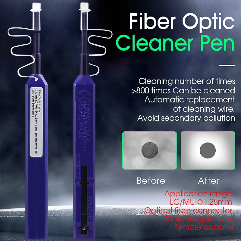 LC/SC/FC/ST temizleyici aracı 1.25mm ve 2.5mm Fiber optik temizleme kalem evrensel bağlayıcı 800 temizler Fiber optik temizleyici