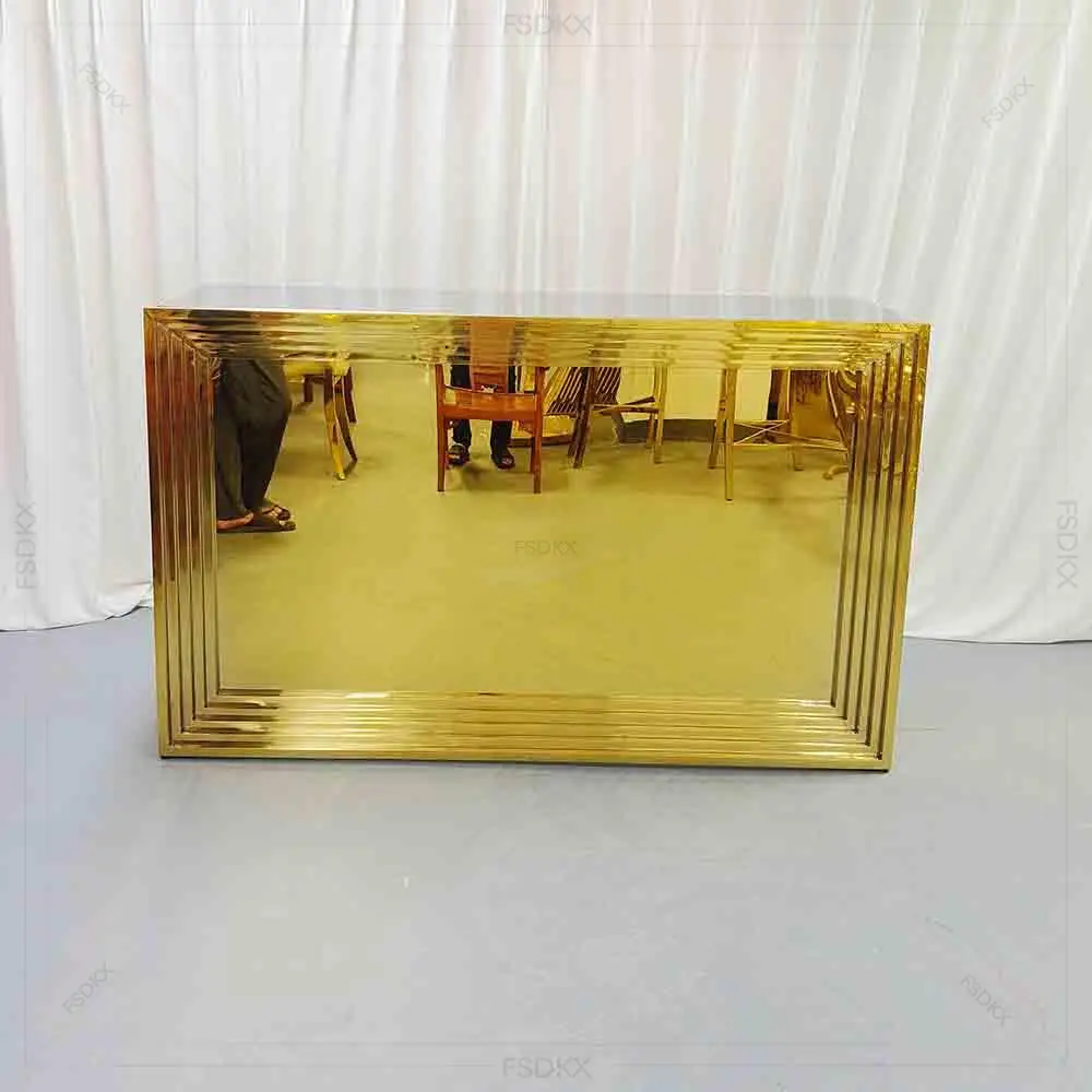 

FSDKX Top Club Bar Counter Commercial Furniture Hot Sale Design Stainless Steel Gold Wedding Bar Table