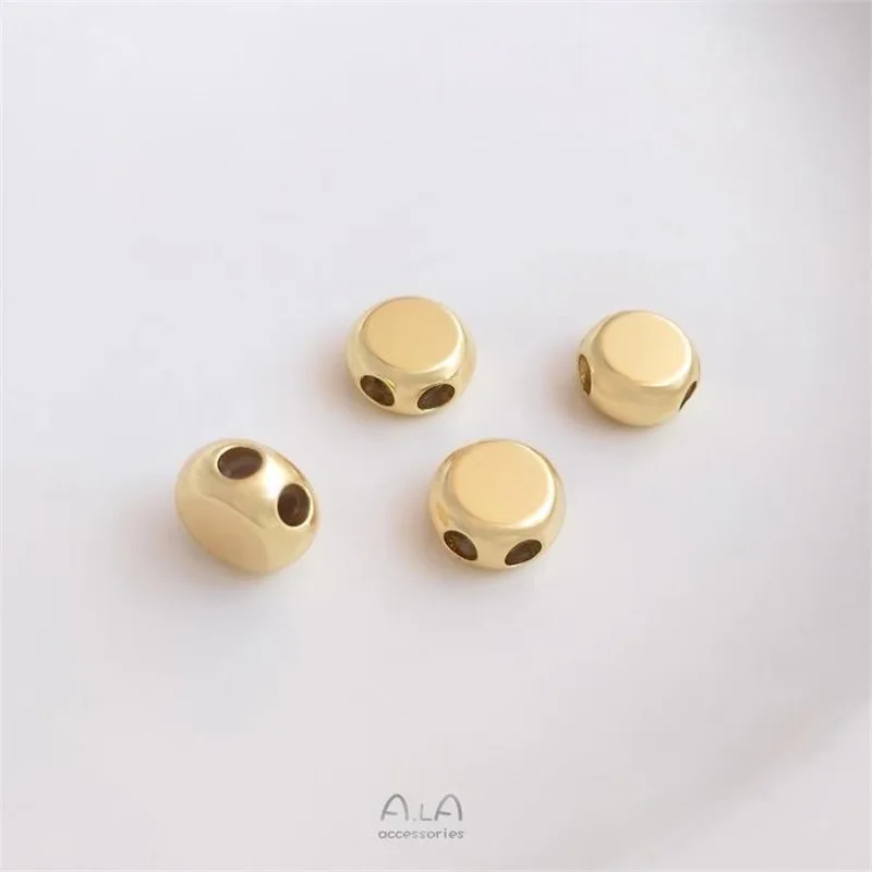 14K Gold Color Rubber Plug Positioning Adjustment Beads Round Cake Silicone Beads DIY Chain Bracelet Necklace Accessories