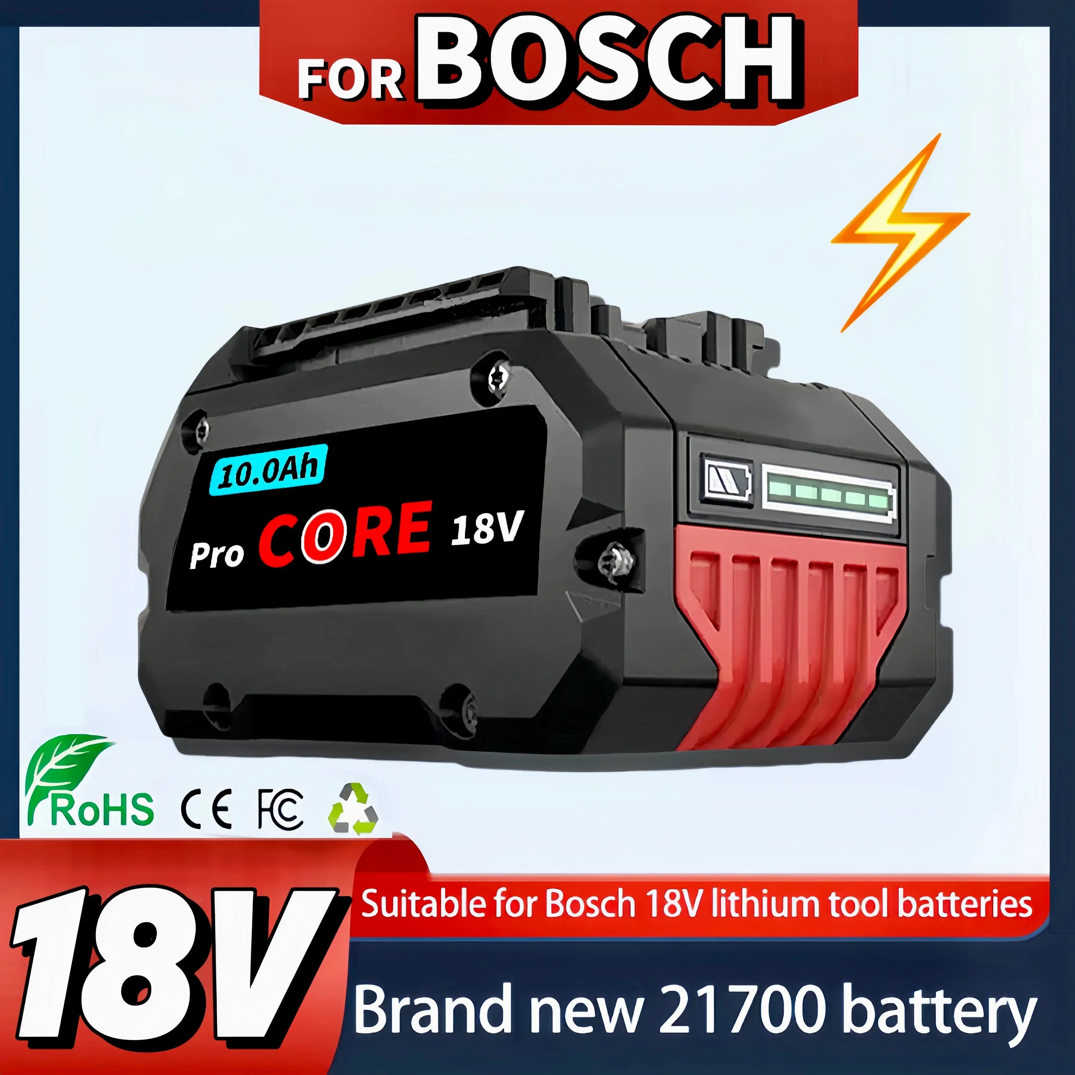 

Сменный аккумулятор ProCORE 18 В BOSCH 10,0 Ач, 10,0 Ач, аккумуляторные инструменты 18 В, замена аккумуляторной батареи BAT609 BAT618 21700, высокая мощность 5C