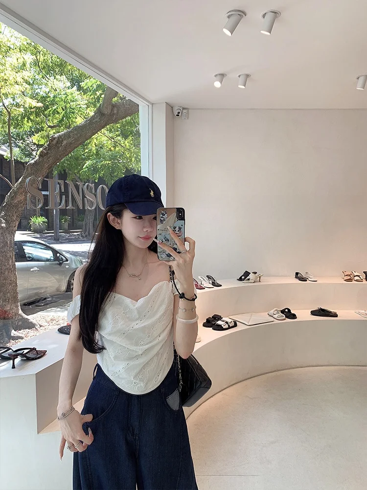 

Roman Holiday Sle Fibone Elastic Band Design Sensual Crop Top Women's Cotton Vest Strap Summer Faion Commute Wear