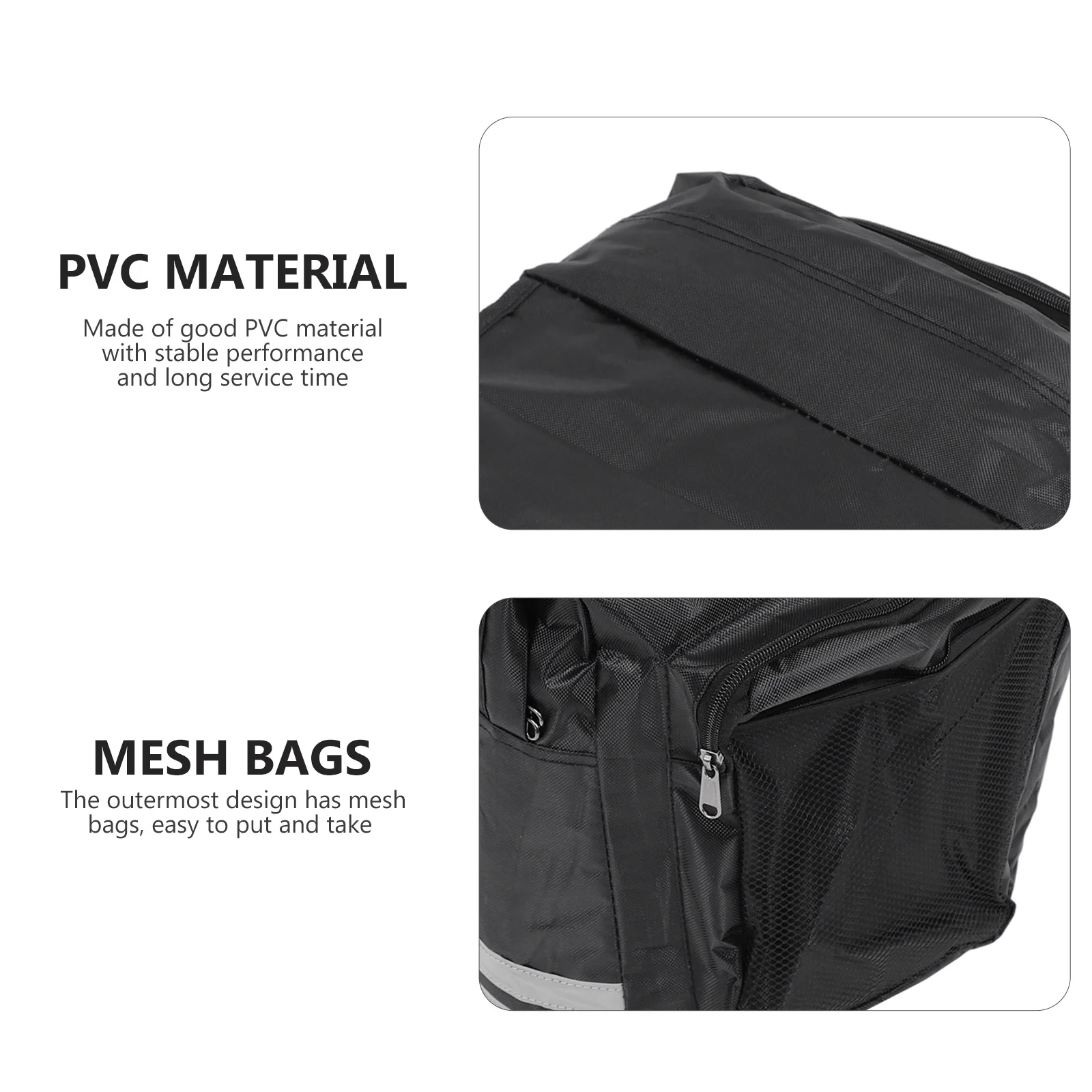 Bike Back Seat Double Bags PVC Material Stable Performance Long Service Time Mesh Pockets Easy Remove Cycling Carry Pouch
