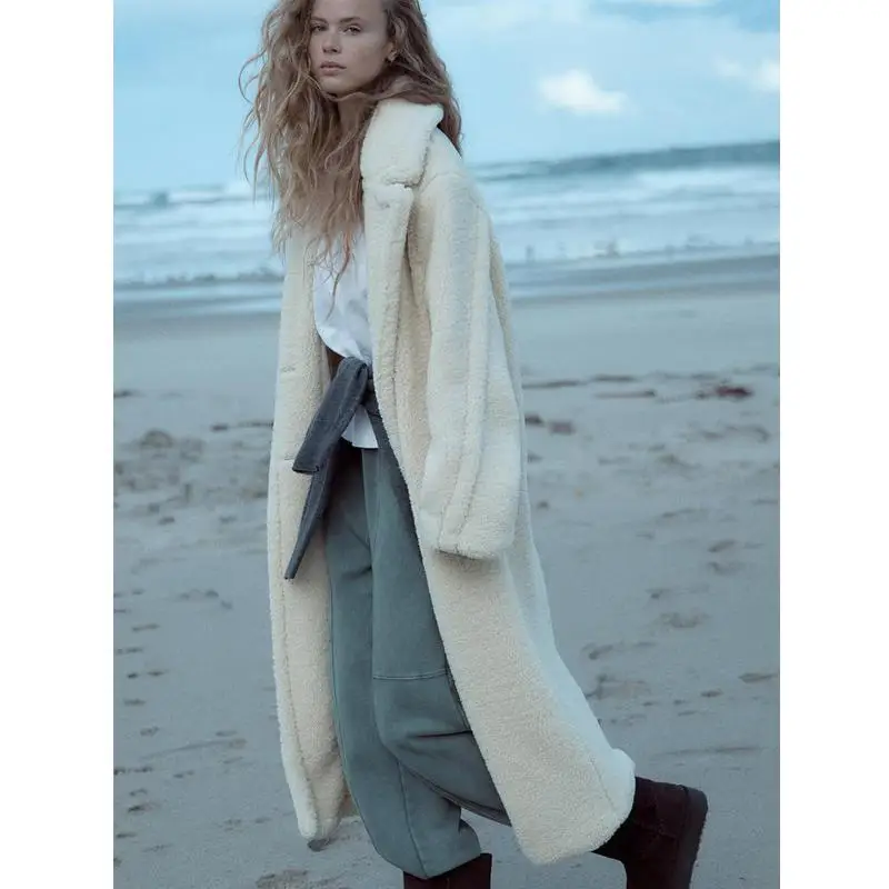 معطف نسائي طويل جديد لفصلي الخريف والشتاء، بتصميم كاجوال دافئ مع ياقة وأكمام طويلة، مصنوع من الصوف، قصة مستقيمة مناسبة للتنقل... #2