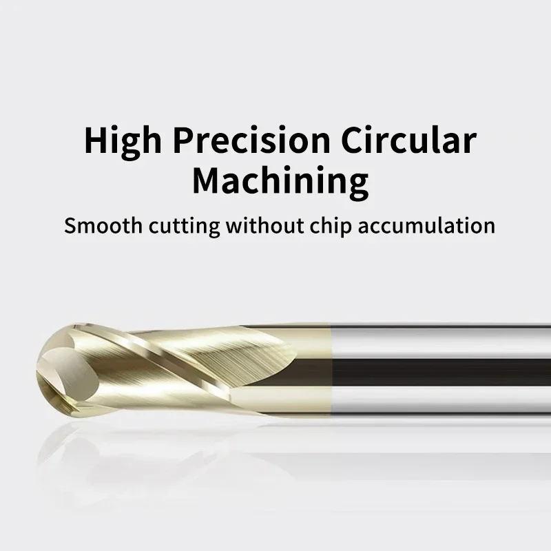 HRC68 Tungsten Carbide Cutter 2 Flute Ball Nose End Mill Titanium Alloy Special CNC Router Bit Milling Cutter Tool Fresa