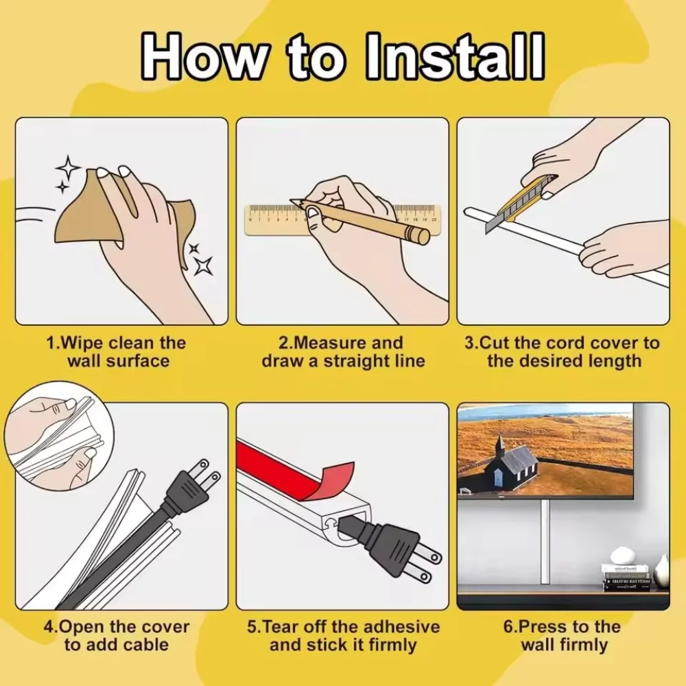 1개 1m/39.37인치 전문가용 자가 접착식 벽면 케이블 정리기 레이스웨이 케이블 커버 PVC 유연한 케이블 관리 홈 오피스용