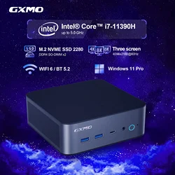 2 -GXMO Mini PC tipo C Thunderbolt™Mini ordenador M.2 NVME SSD para videojuegos, Mini PC con Wi-Fi 6, Intel Core i7-11390H (5 GHz)