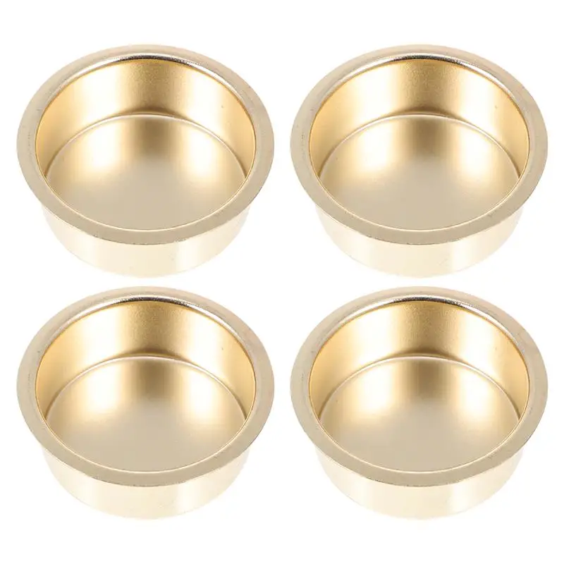 4pcs Holder Iron Cups Aromatherapy Cup Metal Tins Wedding Centerpieces Tealight Base 41x41x17MM Random Color