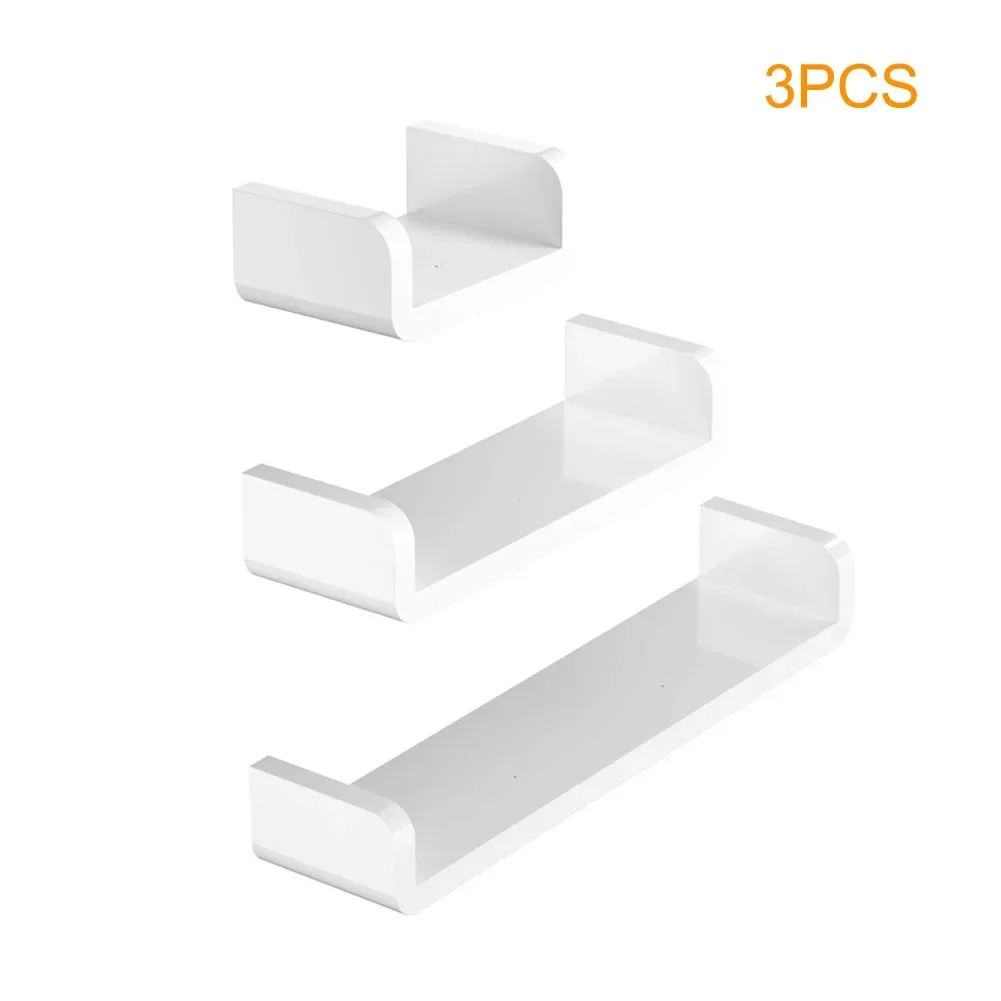 3pcs/set Wall Mounted Shelf Home Bathroom Storage Rack Floating Shelf Living Room Decoration Display Stand Non Drilling Holder