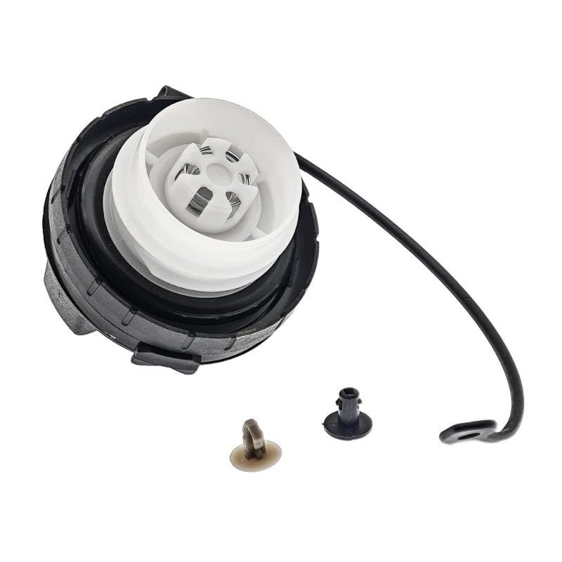 Leakproof Closure Cap with 17251-1VZ0D Reference, Smooth Black ABS Exterior, Attached Tether, and Clear Top D7YA