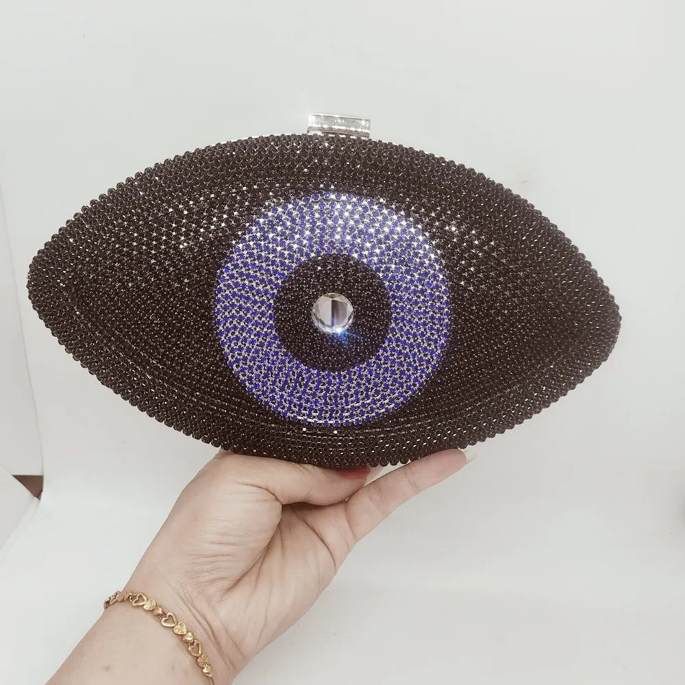 Newest Animail Designer Evil Eye Crystal Purse Women Evening Bag Gold Silver Black Party Clutch Bag Lady banquet pochette