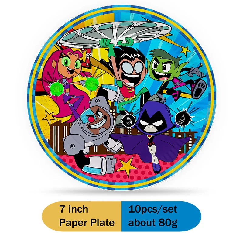 beast kingdom Teen Titans GO birthday party theme Disposable tableware water bottle labels cake decoration boys girls supplies