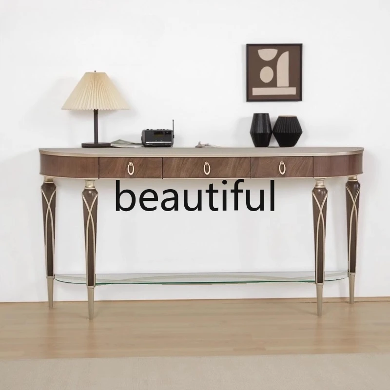 

Modern, light luxury walnut entrance table, living room entrance cabinet, balcony entrance table