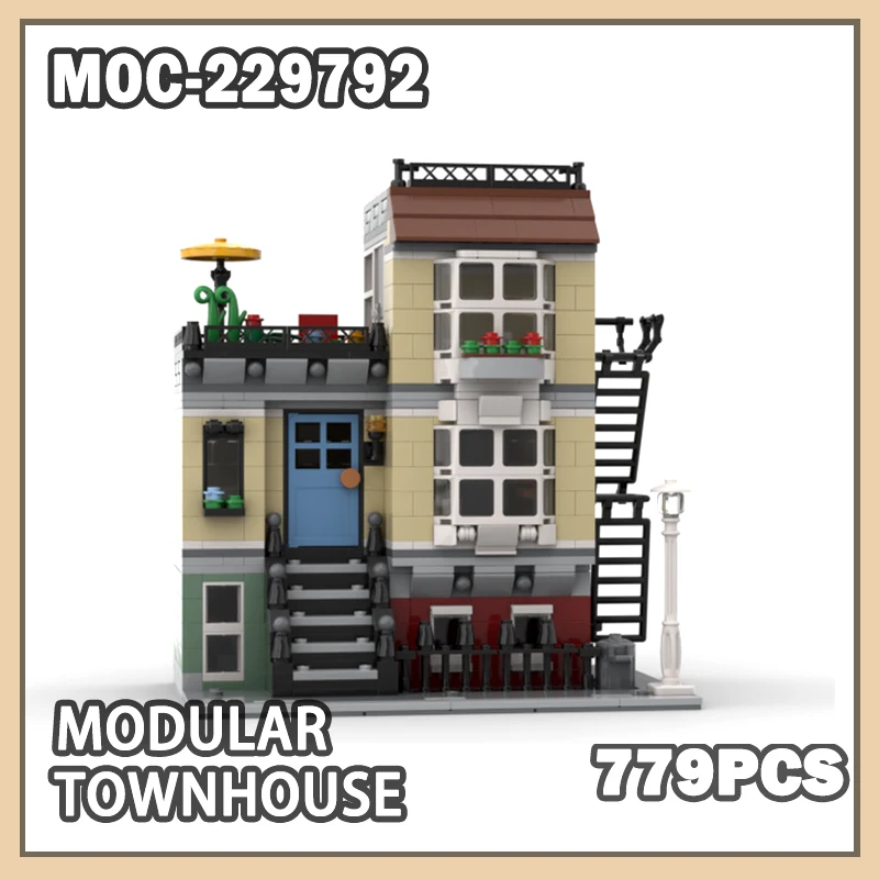 

779PCS MOC-229792 Modular Townhouse Building Block Model Compatible Brick Set Creative Gifts Christmas Halloween