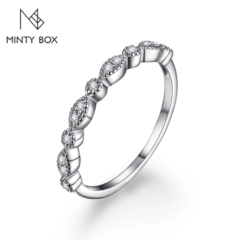 

MINTYBOX Moissanite Ring 925 Sterling Silver Soild Gold Eternity Band Antique Marquise Diamond Ring for Women Wedding Infinity