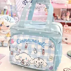 Sanrio-fiambrera de mano de dibujos animados, bolsa portátil de gran capacidad con múltiples bolsillos, Kuromi Cinnamoroll