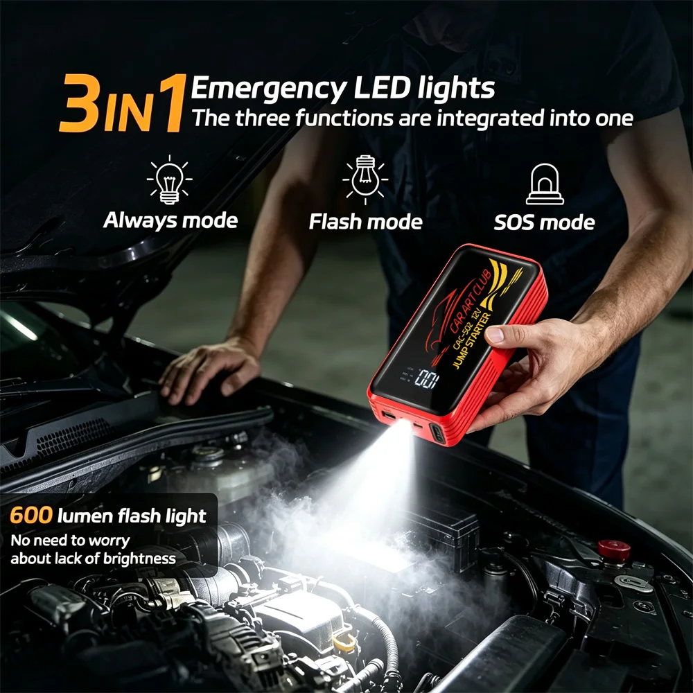 Power Car Jump Starter Battery for Car Starter Portable Emergency Booster 12V Auto Starting Device Petrol Diesel