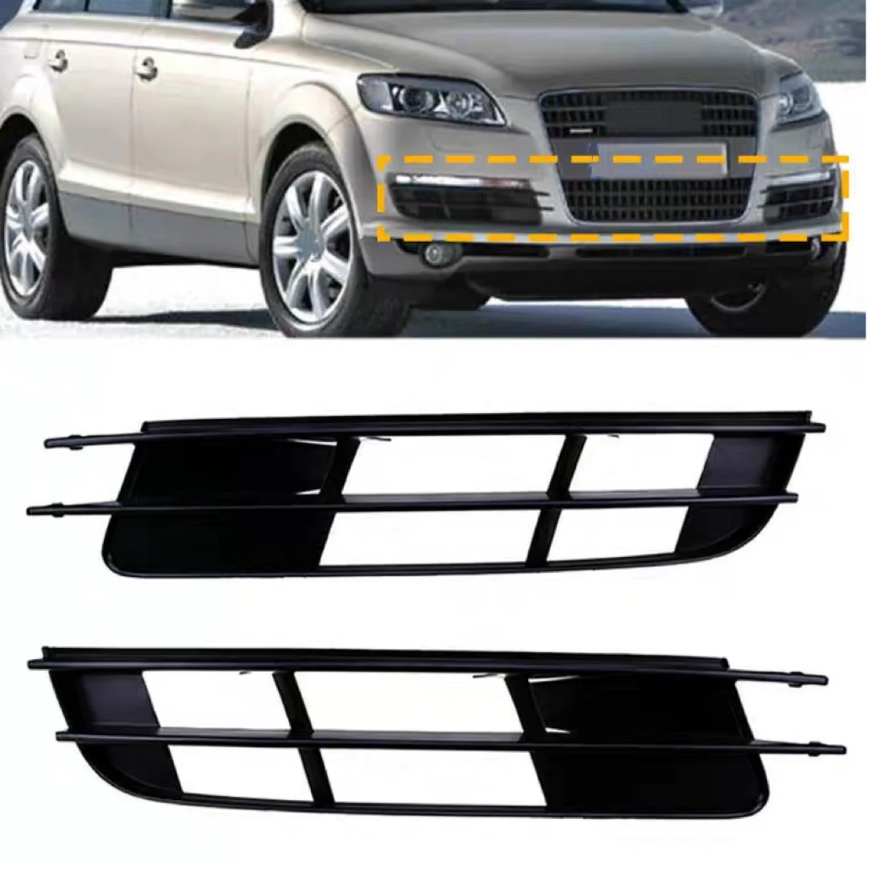 Car Fog Light Grille Front  Bumper Cover Grille For Audi Q7 2007 2008 2009 4L0807681 4L0807682