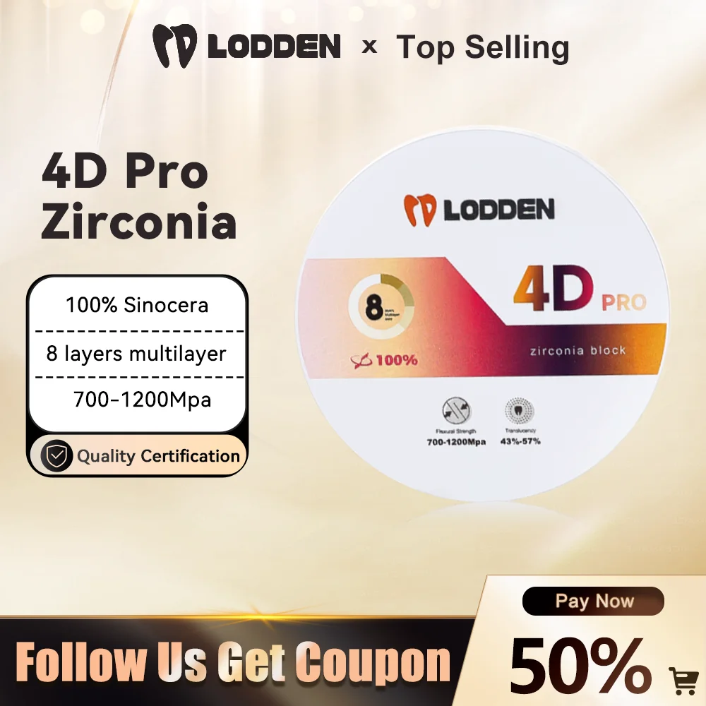 4D PRO Zirconia Lodden Dental Lab Zirconia Multilayer Block Disc for CAD CAM Vita 16 Colors 98mm Dental Dentistry Material