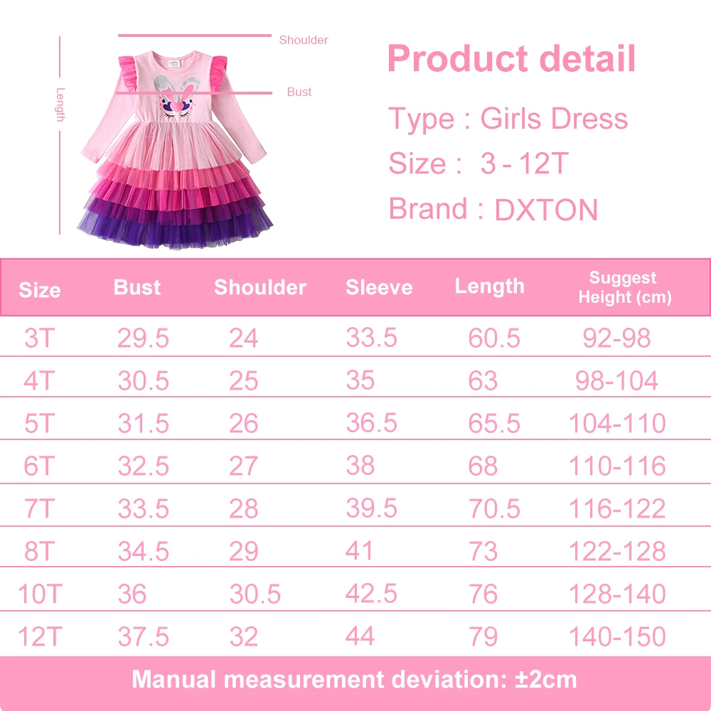 DXTON Vestido diario rosa sólido estilo coreano para niña – Otoño - imagen 4