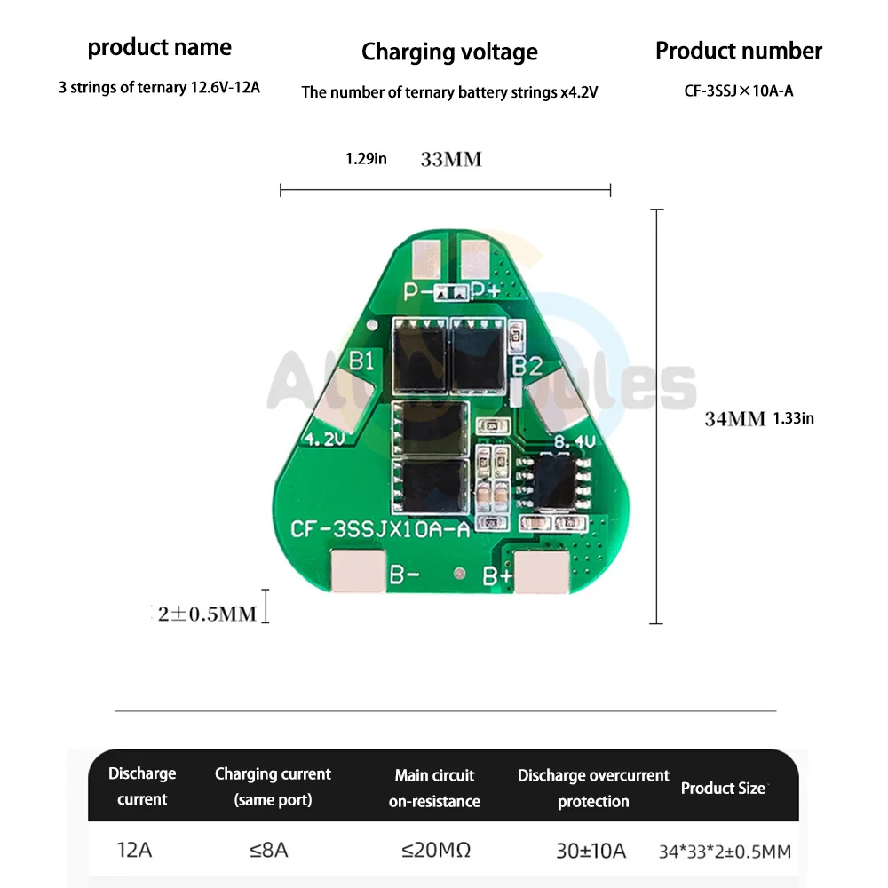 3S 12.6V 12A Lithium Battery Module Overcharge Over-discharge Protect 3 Cell Pack 18650 Li-ion BMS PCM PCB Protection Board