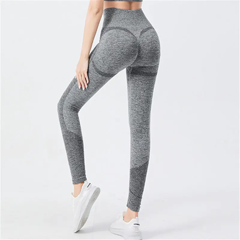Seamless Dot Chrysanthemum Smiling Face High Waist Yoga Pants Peach Slimming Bottom Fitness Nine Point Pants for Women Autumn
